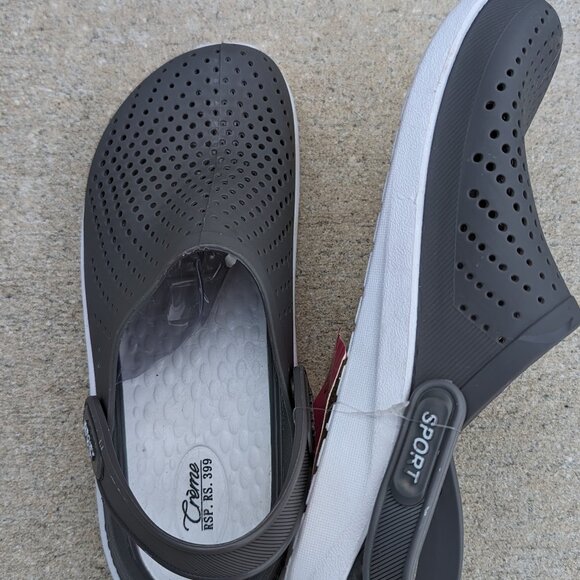 Gray Unisex Classic Clogs Sandals with Back Strap Water Friendly Slip-ons - Picture 3 of 3